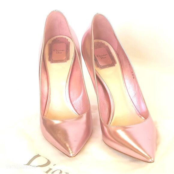 Christian Dior Women Heel Pumps Leather Shoes 9 39 Metallic Pink WSRP $859 - Picture 5 of 16